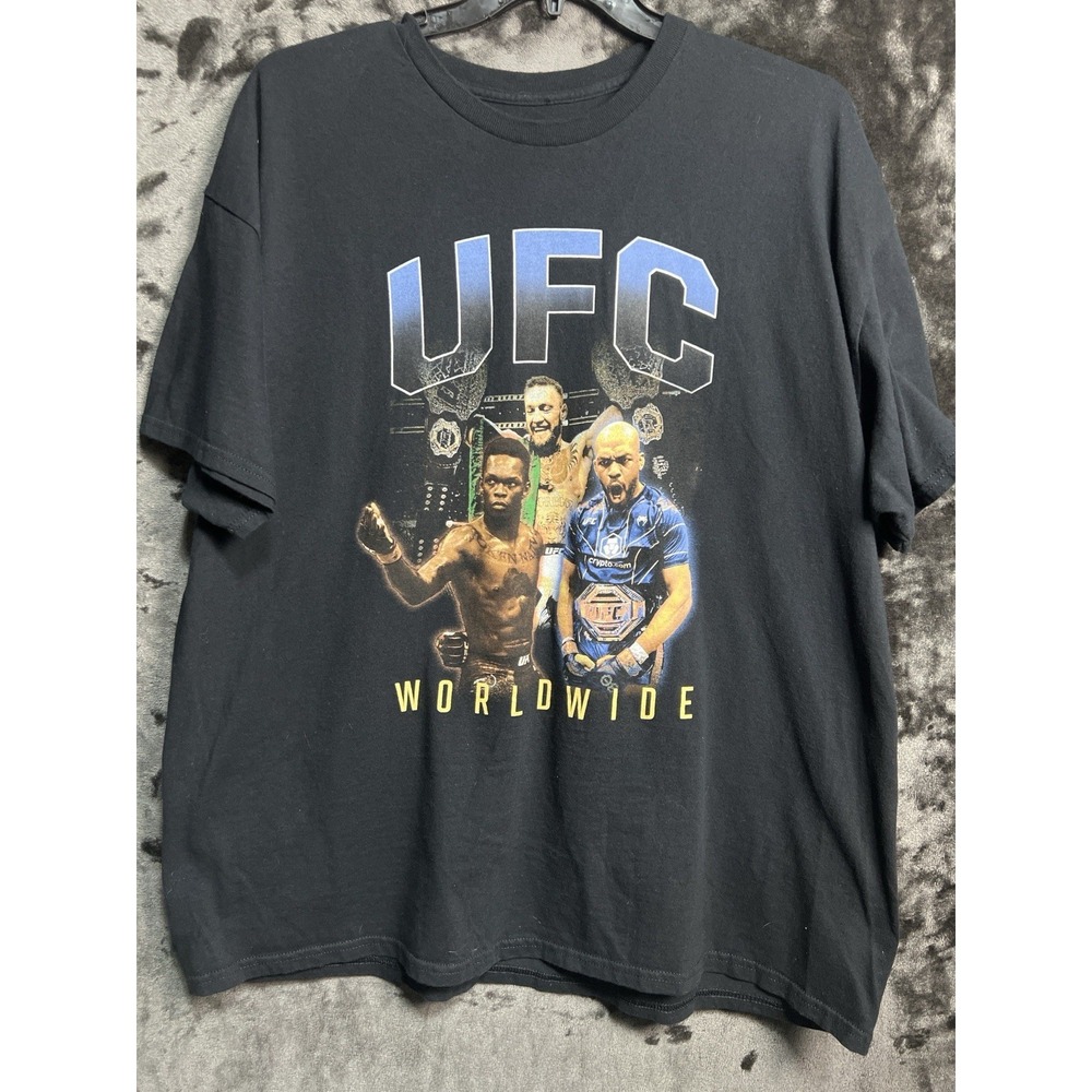 UFC Worldwide MMA Graphic Tee Men's XXL Black Fighter Shirt Streetwear Athletic